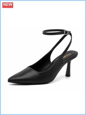 Kitten Heel Slingback Pumps Pointed Toe Adjustable Strap Dress Shoes